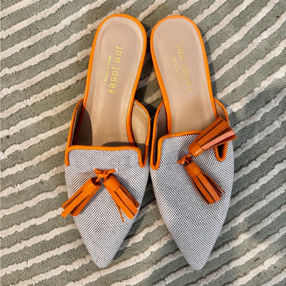Jon Josef orange tassel mule